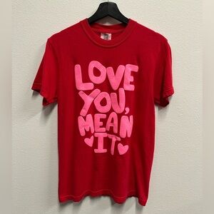 Vibrant Red Tee with Pink Graphic